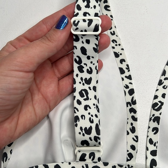 Free People Erin Printed White Leopard Print Scuba Bralette size small - Picture 6 of 12